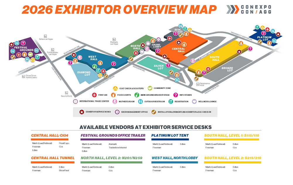 Exhibitors CONEXPO CON AGG 2026 CONEXPO CONAGG Exhibitor Overview Map 
